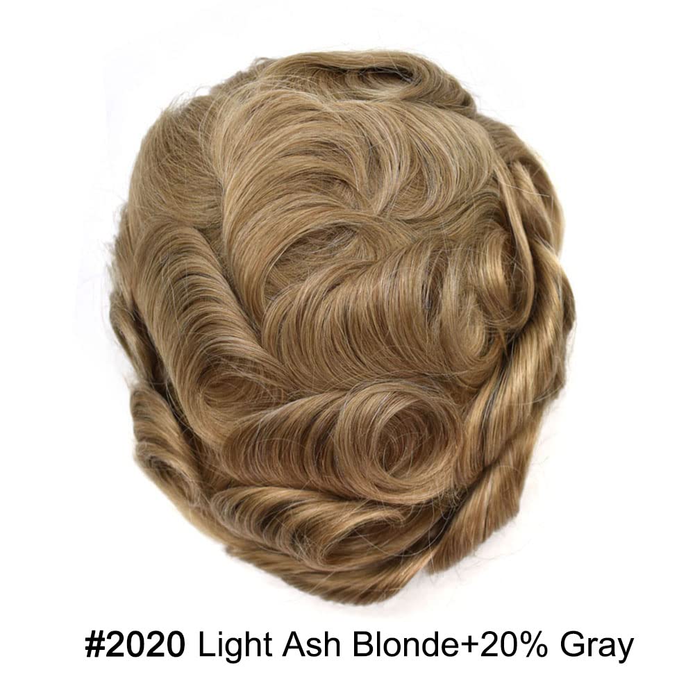 Hairpiece para hombre Toupee 100% Europeo Cabello Humano Pieza Toupee Invisible Poly Coating Unidad de Cabello para Hombres Sistema de Cabello