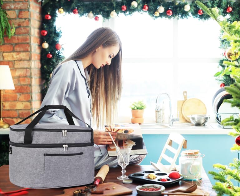 musbus Bolsa de olla de cocción lenta de 2 capas para Crock-Pot de 6 a 8 cuartos de galón, reunión de viaje al aire libre, fácil de transportar,