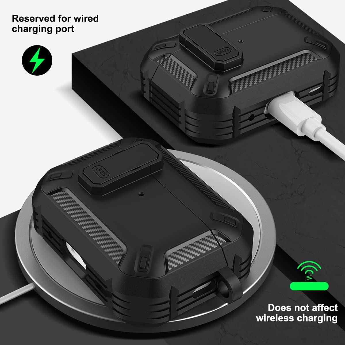 HARMARK Funda diseñada para Airpods Pro de 2 generación (2023), a prueba de golpes, funda para AirPods Pro 2 para hombres y mujeres, con bloqueo y