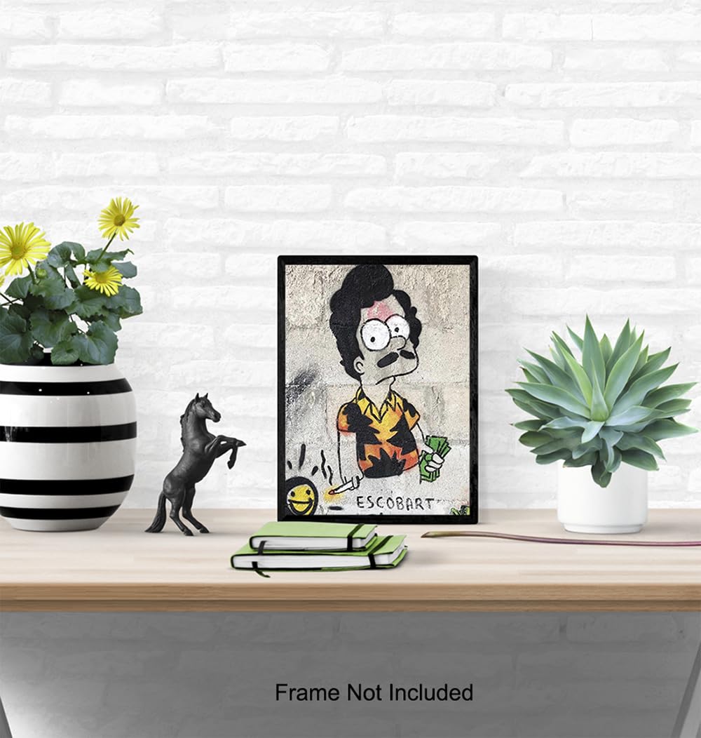 Gangster Graffiti Wall Art LARGE 11×14 – Pablo Escobar Poster – Man cave Decor – Men Teens Boys Bedroom, Dorm Room Decor – Funny Gifts – Trendy Room
