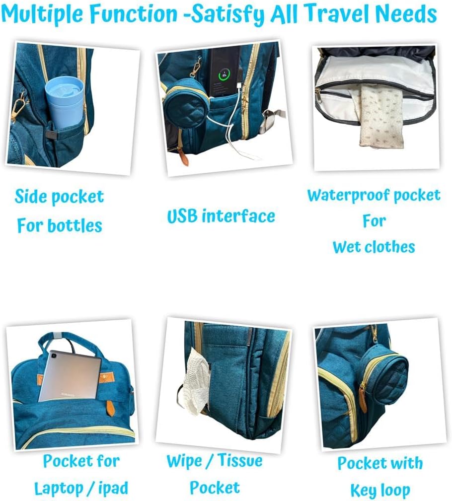 A&K – Mochila para pañales impermeable, grande, de viaje, para bebé, mini mochila con cambiador, regalo para baby shower, Rojo -, Mochila para
