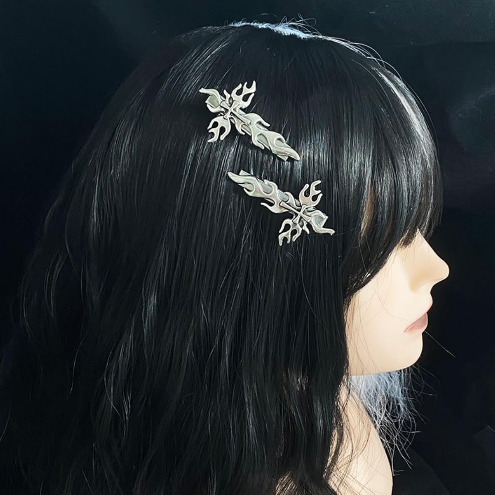1 par de pinzas de metal retro para el cabello, horquilla cruzada de Halloween con pinzas de pico de pato punk, fabricación de estilos de cabello