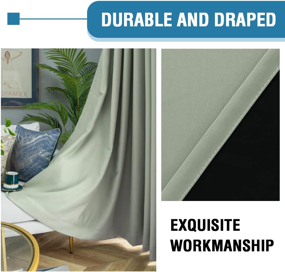 H.VERSAILTEX – Cortinas con 100% de opacidad para dormitorios, salas de estar, con aislamiento completo de luz y calor, con forro negro, set de 2