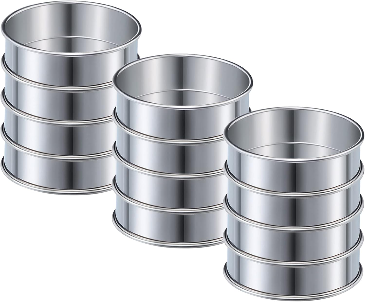 12 piezas de 3.15 pulgadas, anillos de acero inoxidable redondos para muffins, anillos de metal para hacer crujidos, tarta y muffins
