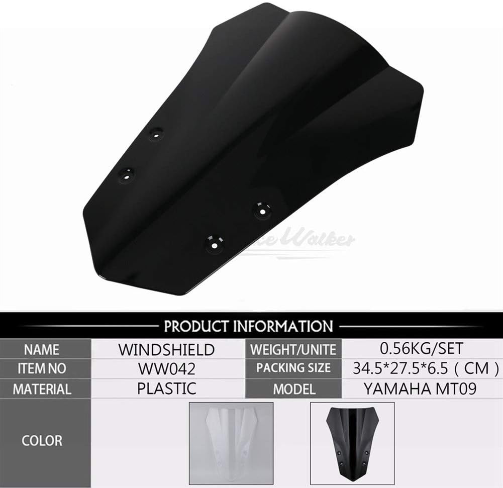 Motorcycle Windshield Motorcycle Accessories Double Bubble Windshield WindScreen Compatible with MT-09 Compatible with Tracer MT09 FJ09 FJ-09