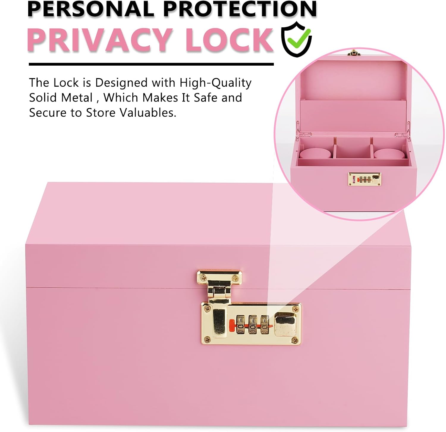 OZCHIN Caja de bambú grande con cerradura de combinación Caja decorativa para almacenamiento de almacenamiento con cerradura para el hogar Caja de