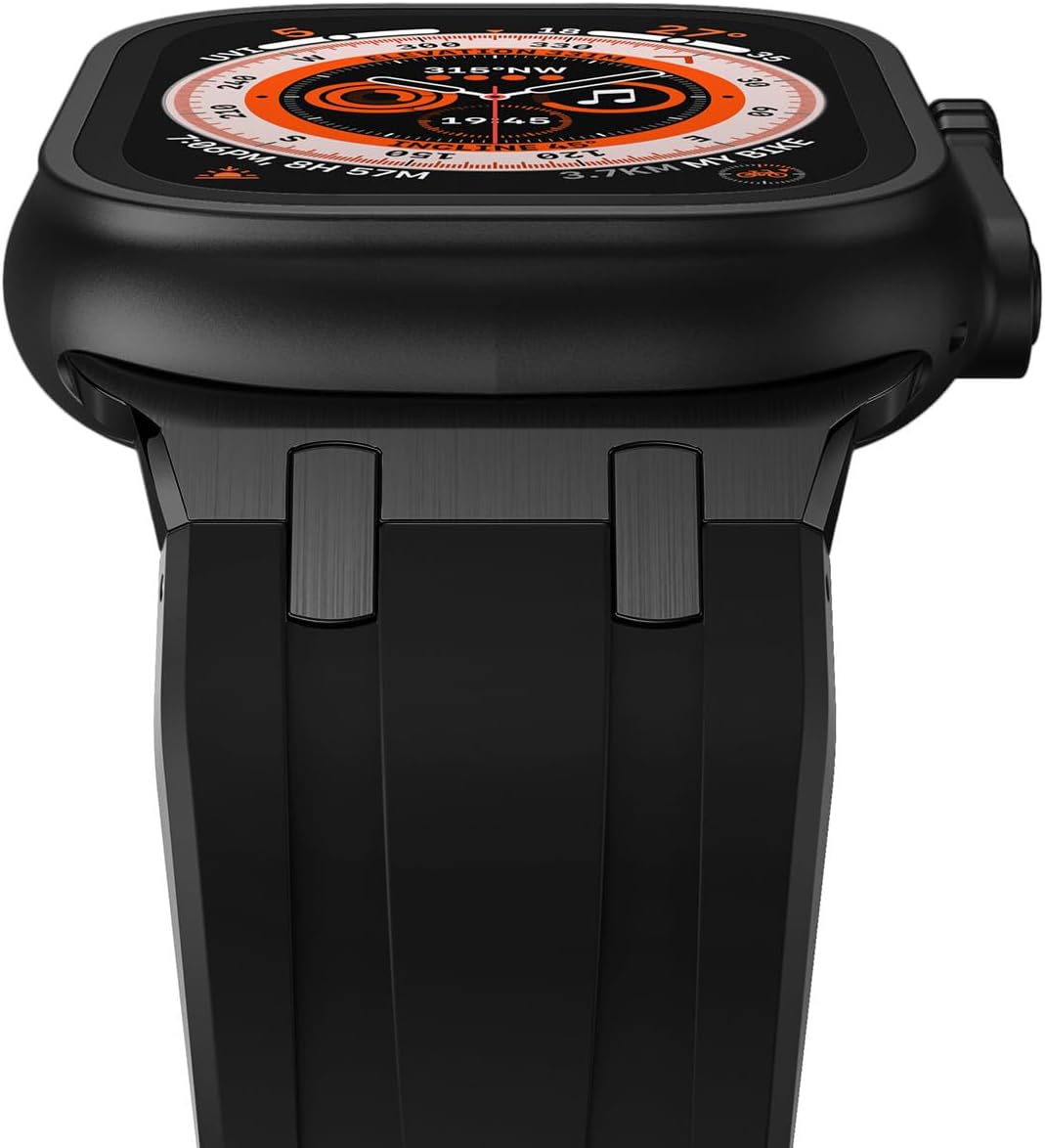 Compatible con Apple Watch Ultra 2 Band para hombre, correa de silicona y hebilla de acero inoxidable diseñada para iPhone Watch, correas iWatch