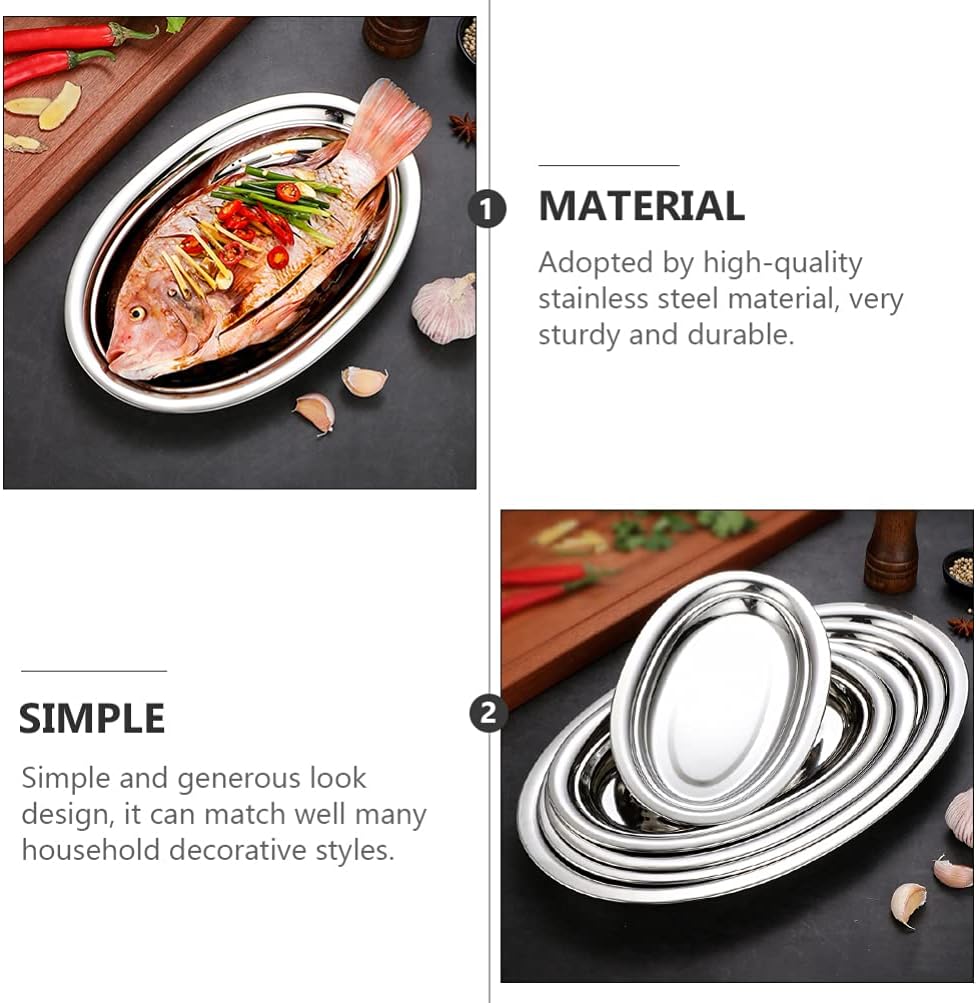 Cabilock 1 plato de decoración de boda cacerola de inducción servidor pescado simple bandeja de metal para servir plato de fiesta con tapa, platos