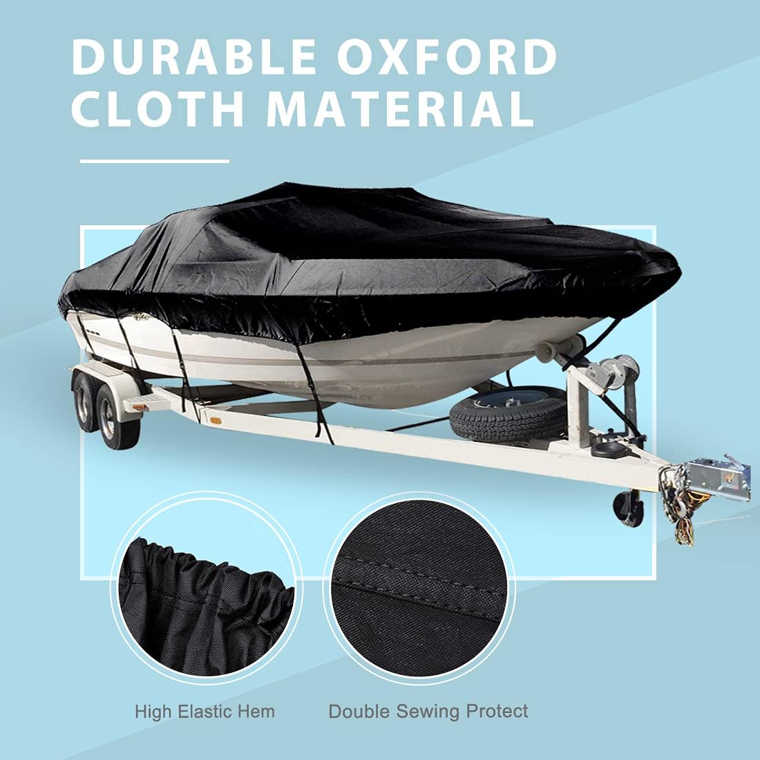 Funda para lancha de 14 pies a 16 pies, revestimiento de poliuretano Oxford de grado marino para lanchas de bajo casco V-Hull, impermeable,