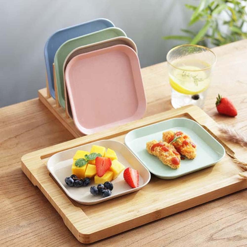 1 mini platos ligeros de paja de trigo reutilizables, aptos para lavavajillas y microondas, platos llanos irrompibles, sin BPA, para niños, adultos,