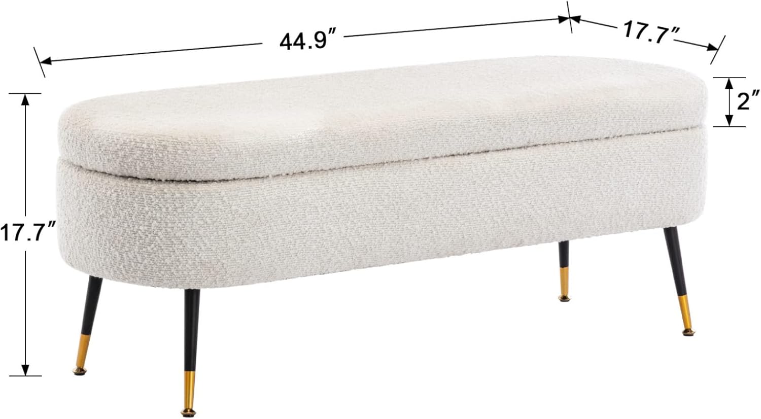 EALSON Banco de almacenamiento moderno para dormitorio, extremo de cama, banco otomano de lana de cordero con patas de metal, banco tapizado para