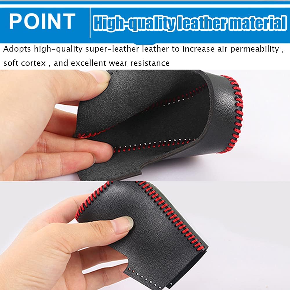 Funda protectora automática de cuero genuino en la perilla de la palanca de cambios, accesorios para el interior del automóvil (costuras negras)
