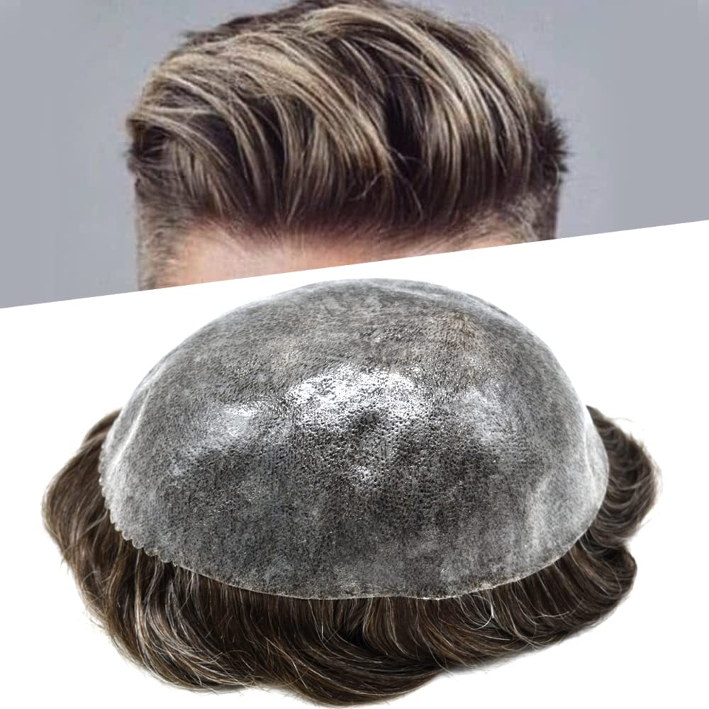 Toupee para hombre, postizo completo inyectado de polietileno, sistema de cabello, repuesto duradero de poliuretano para hombre, aspecto natural, 8