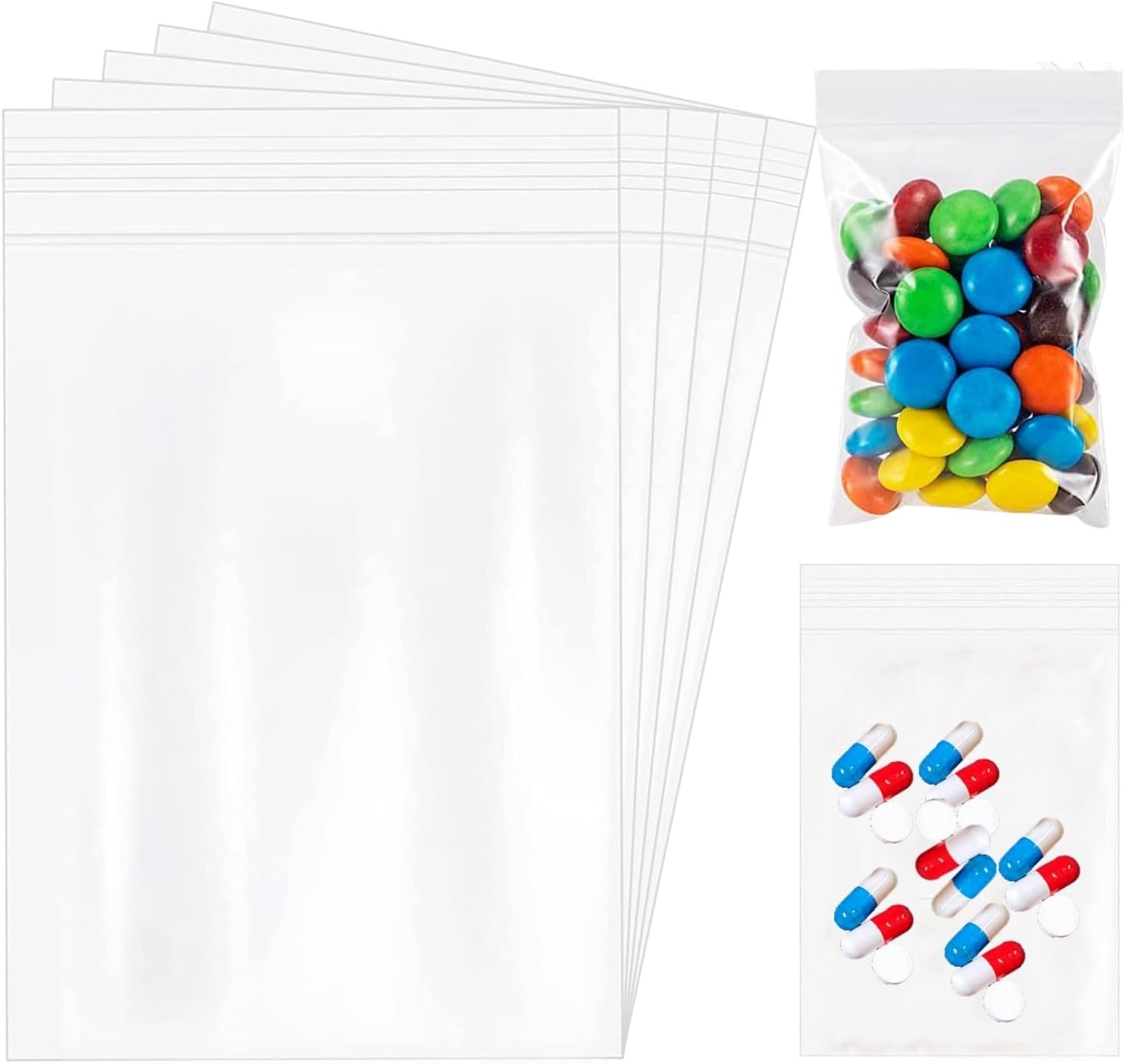 300 bolsas de plástico pequeñas, bolsas con cierre hermético de 2 x 3, bolsas de polietileno transparentes autobloqueantes, bolsas de celofán