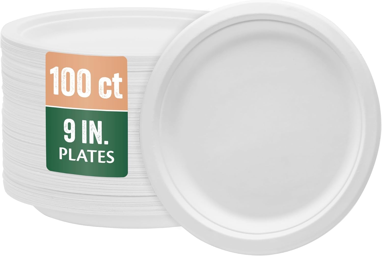 Nicole Home Collection Platos de papel desechables de 9 pulgadas, compostables, resistentes, 100% bagazo, biodegradables, ecológicos, caña de azúcar