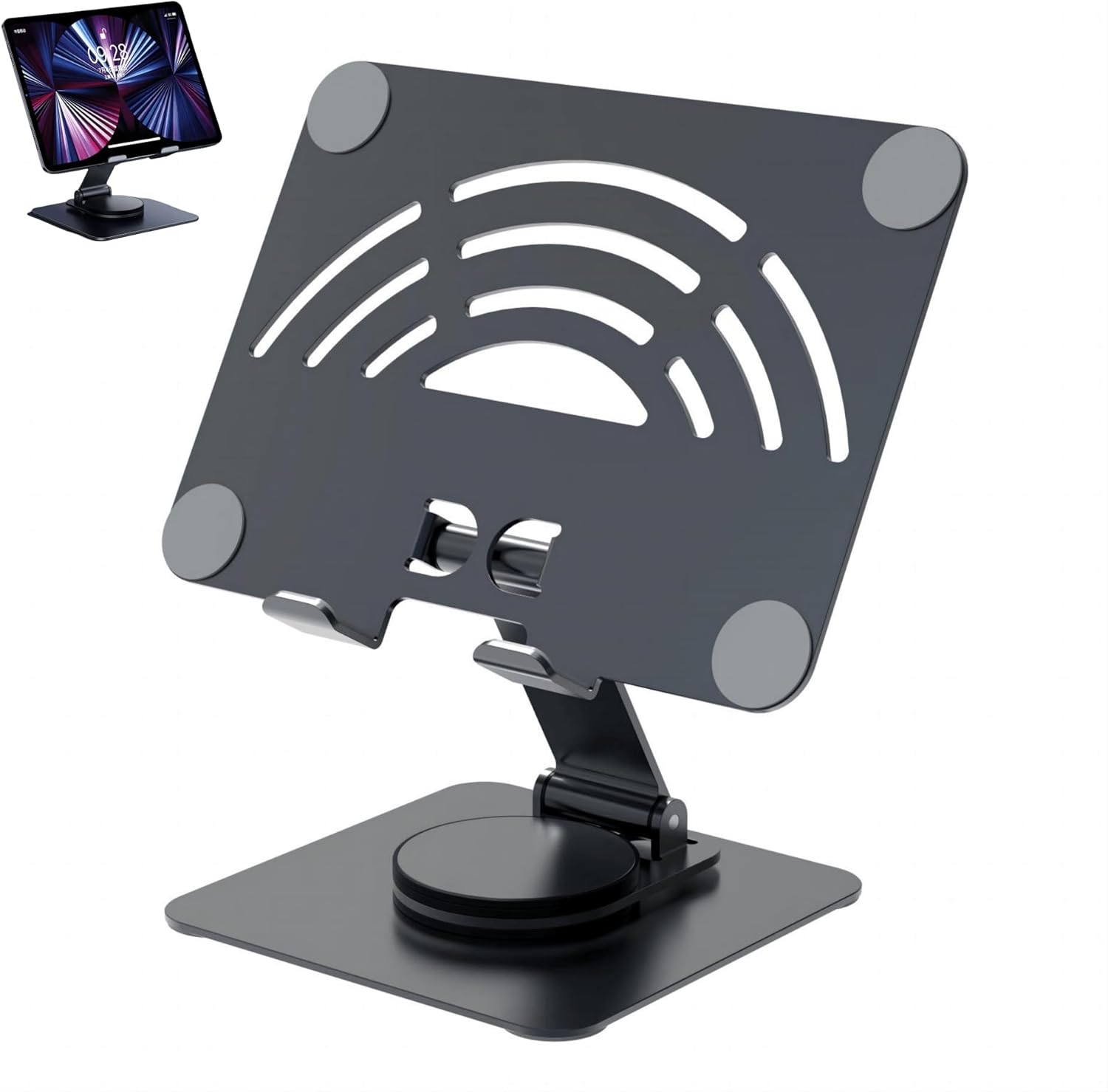 AJIAAIONE Soporte para tableta, soporte para iPad, base giratoria de 360, soporte plegable y ajustable para tableta, soporte para tableta para