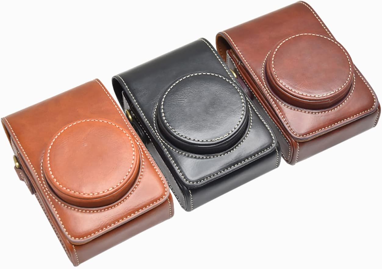 Rieibi Funda para cámara Sony RX100 Series, Sony ZV-1 ZV1, Ricoh GR III GR 3, Panasonic LX10 Lumix DMC-LX10, funda vintage de piel sintética para