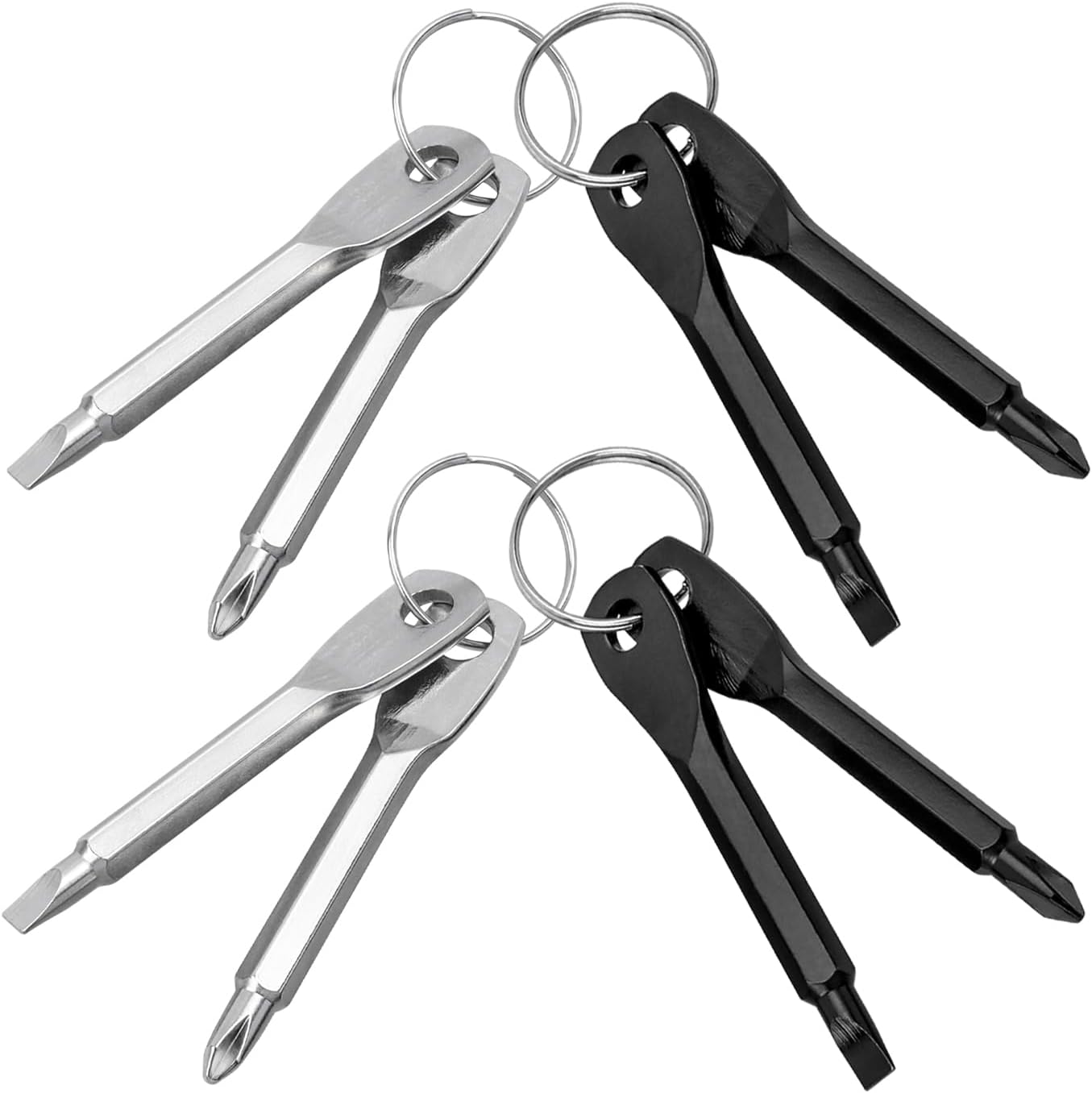 Mesee 8 piezas de destornilladores de bolsillo, llavero de cabeza plana y destornillador Phillips, mini destornillador portátil herramienta de
