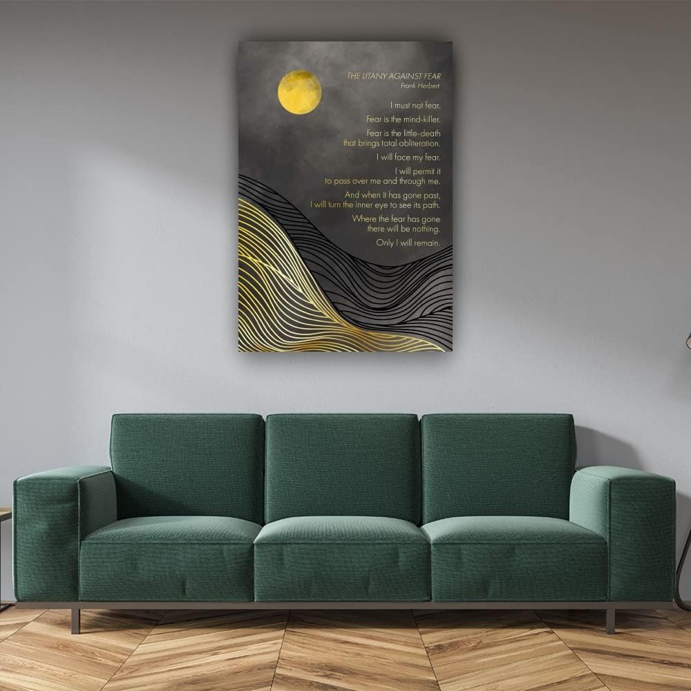 Litany Against Fear de Frank Herbert – Póster decorativo para habitación de baño, decoración de lienzo para dormitorio, arte de pared, arte moderno