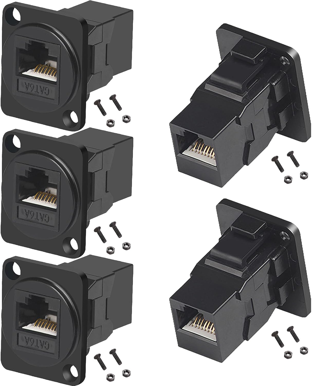 PENGLIN Adaptador de montaje en panel RJ45, acoplador de alimentación RJ45 hembrahembra, conector de red LAN de extensión Ethernet CAT6A para