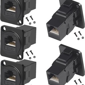 PENGLIN Adaptador de montaje en panel RJ45, acoplador de alimentación RJ45 hembrahembra, conector de red LAN de extensión Ethernet CAT6A para PENGLIN Adaptador de montaje en panel RJ45, acoplador de alimentación RJ45 hembrahembra, conector de red LAN de extensión Ethernet CAT6A para