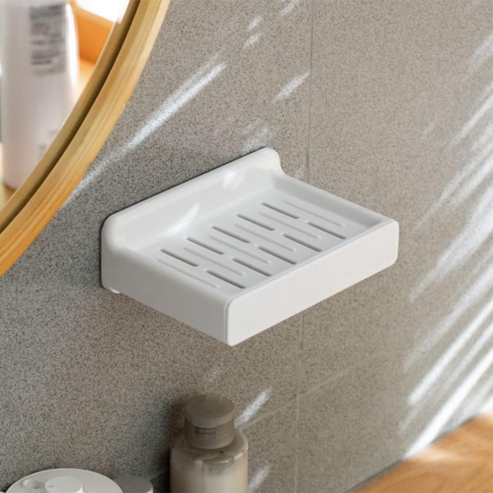 Zerodeko Cajones de almacenamiento, jabonera, soporte para jabón, bandeja de jabón, platos autoadhesivos, protector de jabón de plástico para