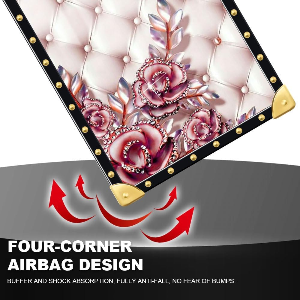 Yuning419 Funda compatible con iPhone 15 Plus, diseño de diamantes de mariposa, para niñas y mujeres, decoración de lujo, cuadrada, suave, TPU a