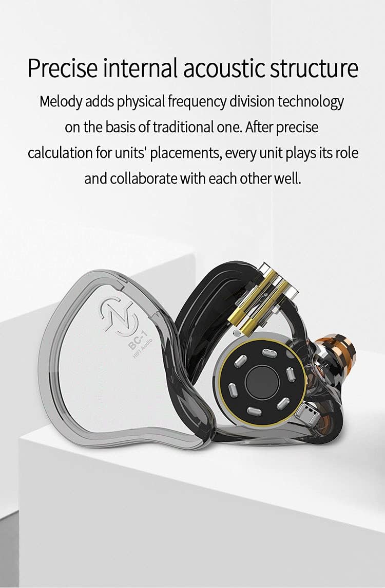 H HIFIHEAR Monitores intrauditivos CCZ Melody 1BA 1DD Auriculares profesionales con cable con aislamiento de ruido, auriculares estéreo de alta