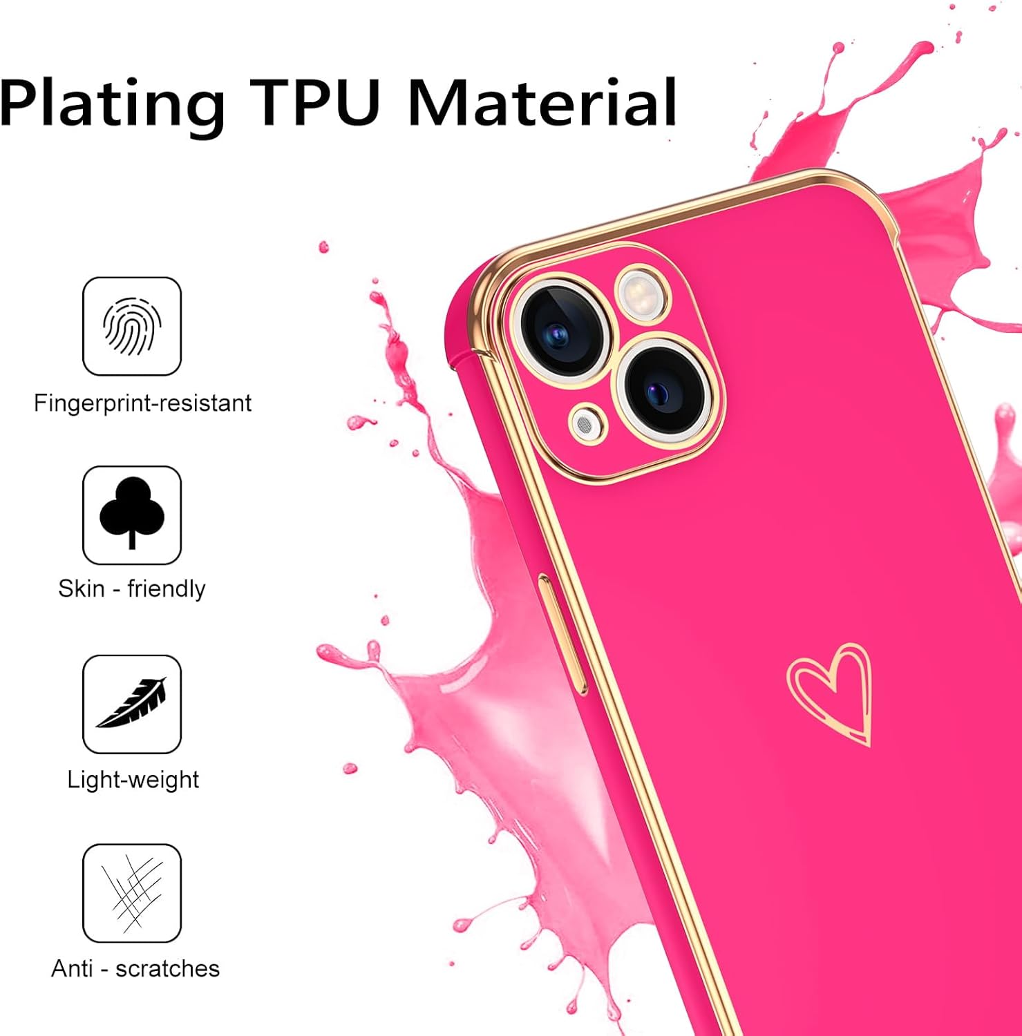 GUAGUA Funda compatible con iPhone 13 de 6.1 pulgadas, delgada, suave TPU con bonito patrón de corazón para mujeres, niñas y hombres, fundas