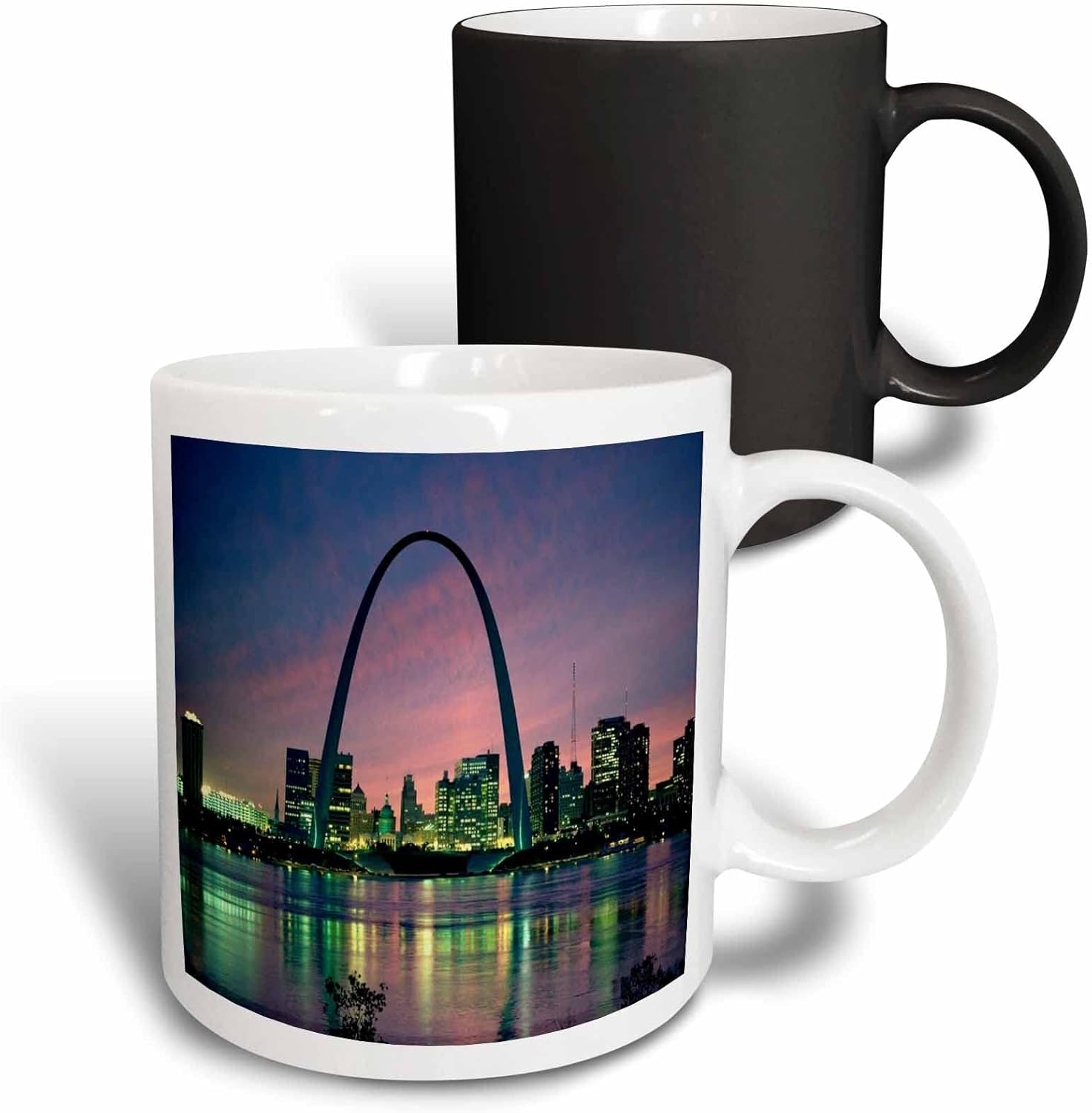 3dRose mug_56145_3 “St louis Missouri Arch At Nite” Taza mágica transformadora, 11 onzas, multicolor