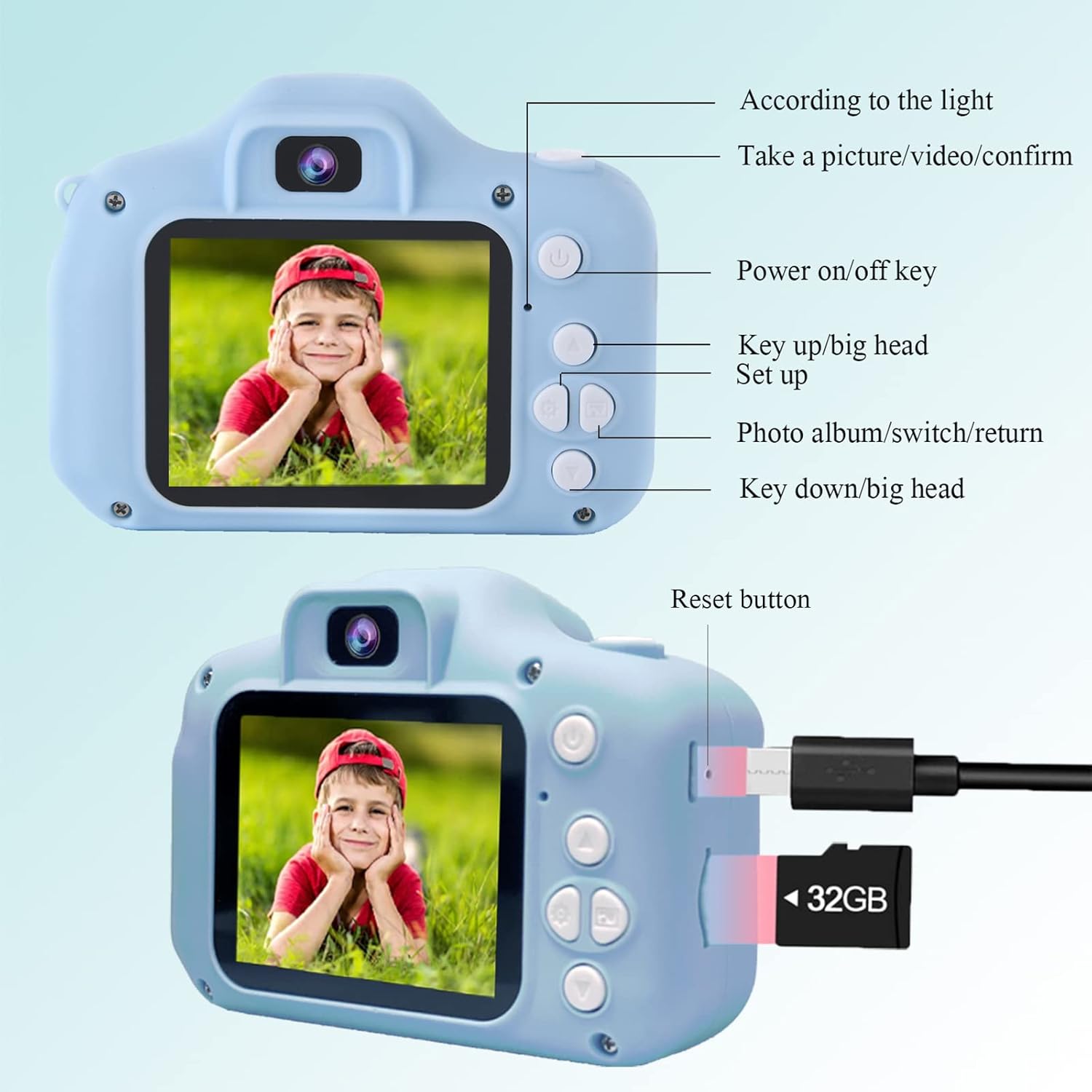 SVZIX Cámara digital para niños, mini cámara dual recargable para niños, regalo de 3 a 9 años, 8 millones de video de alta definición de 2 pulgadas