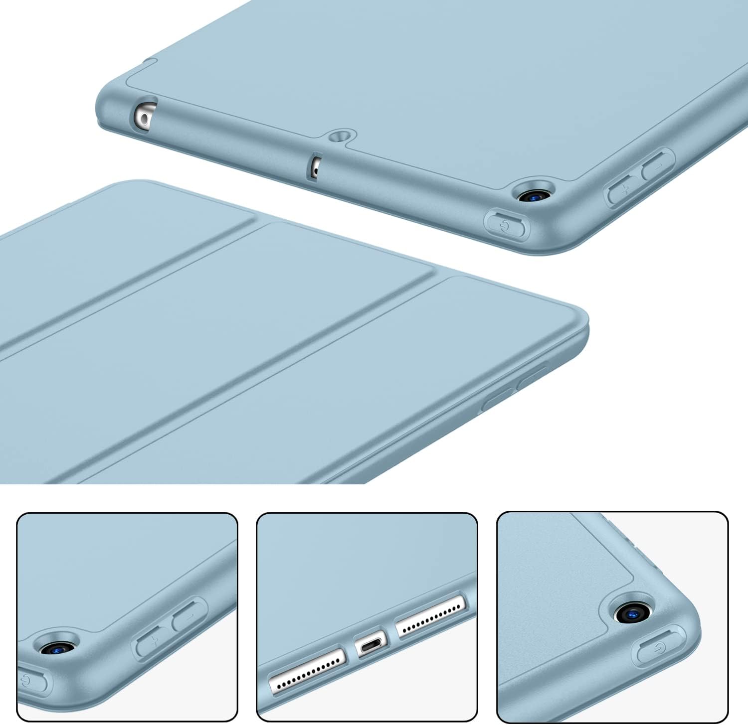 iMieet Funda para iPad 9.7 (modelo 20182017, 65 generación), funda inteligente con portalápices y parte trasera de silicona suave de piel de bebé y