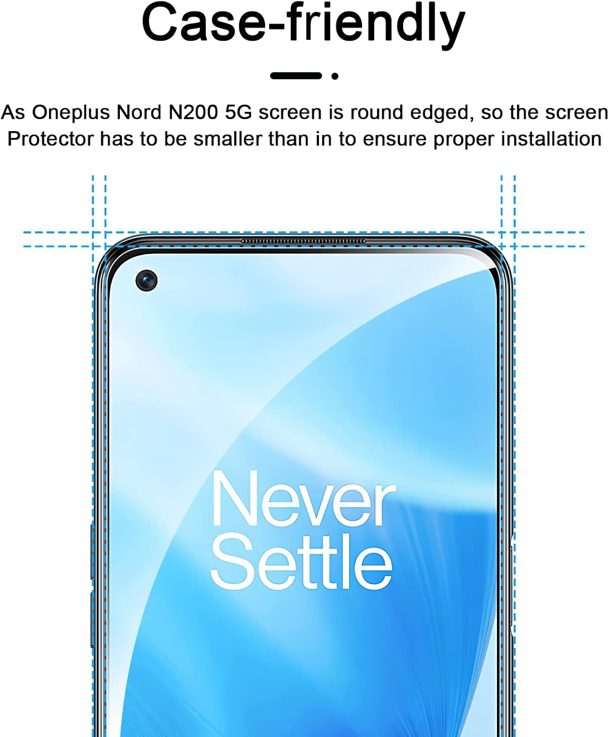Paquete de 3 + 3 protector de pantalla Coolpow diseñado para Oneplus Nord N200 5G más un protector de pantalla de vidrio templado Nord N200 5G,