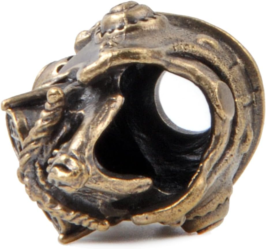 FLAMEDUKE Cuentas de cordón para cuchillo, cuentas de paracaídas, 550 cuentas de paracaídas, cuentas de calavera, dije de cobre fundido a mano, para