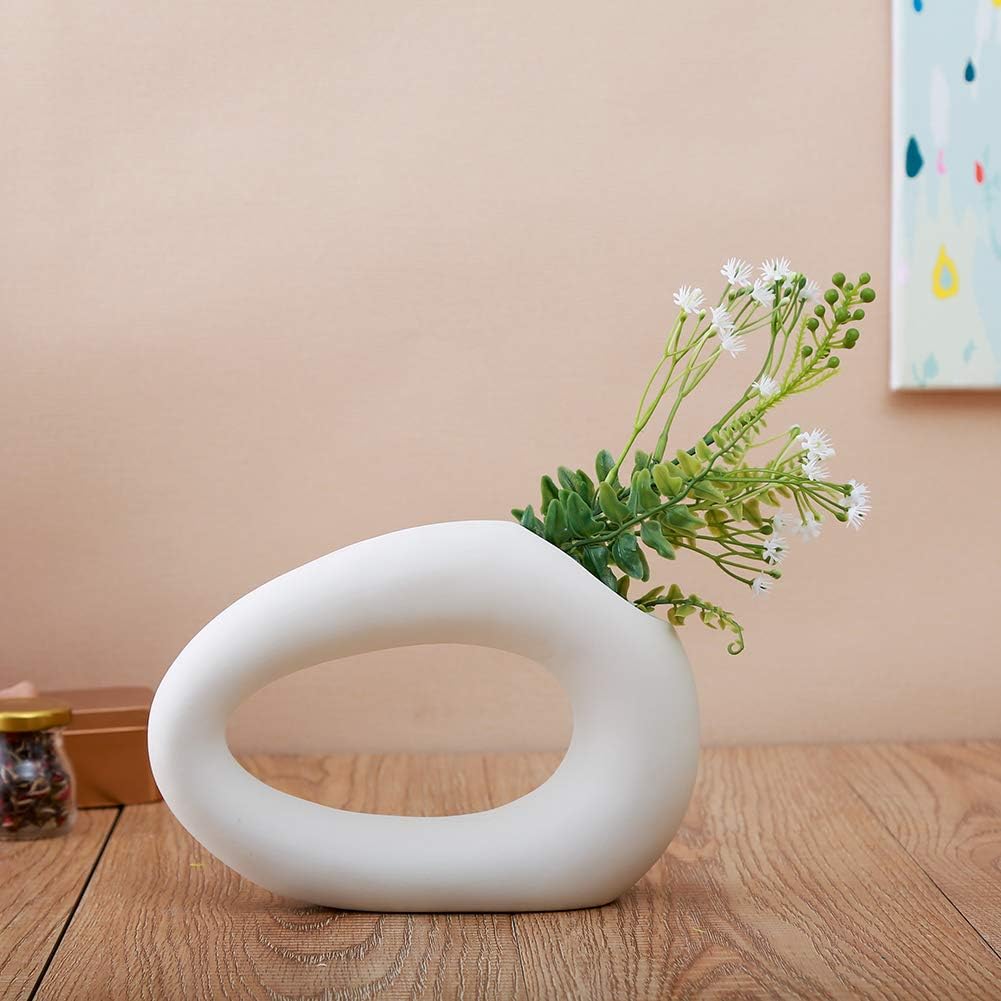 Anding – Jarrón de cerámica blanco, diseño mate, ideal para regalar flores a tus amigos y familia para boda, mesa jarrón, perfecto para decoración