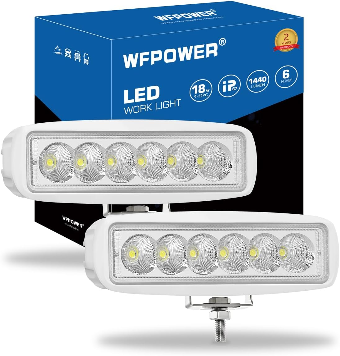 WFPOWER Paquete de 2 luces LED marinas impermeables, 6 pulgadas, luz de inundación de muelle de cubierta para accesorios de barco, pontón, pesca,