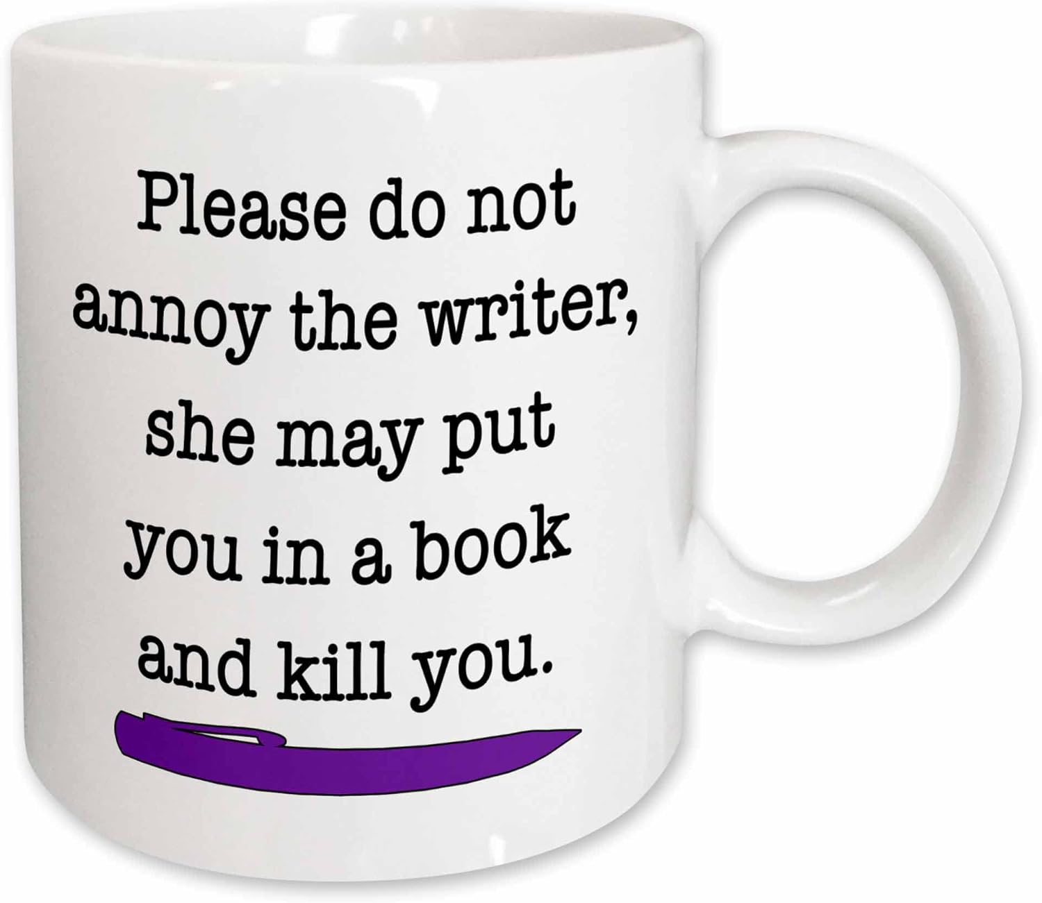 3dRose Please Do Not Annoy The Writer – Taza de cerámica verde, 11 onzas, color morado