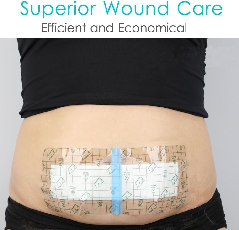 Vendajes impermeables para heridas, cubierta de ducha posquirúrgica de cesárea con almohadilla antiadherente, parche adhesivo abdominal de 4 x 10