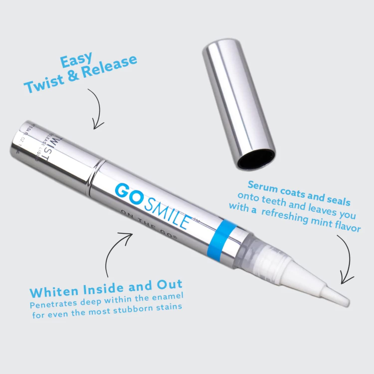 GO SMILE On The Go – Blanqueamiento dental (brillo y brillo), incluye bolígrafo blanqueador de dientes y borradores de manchas de 14 unidades