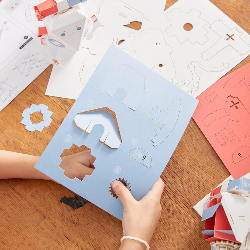 ROBOTRY – Kit de fabricación de robots de papel en movimiento, aprende 5 mecanismos de robot muy básicos (el oficial de policía genial, Poli)