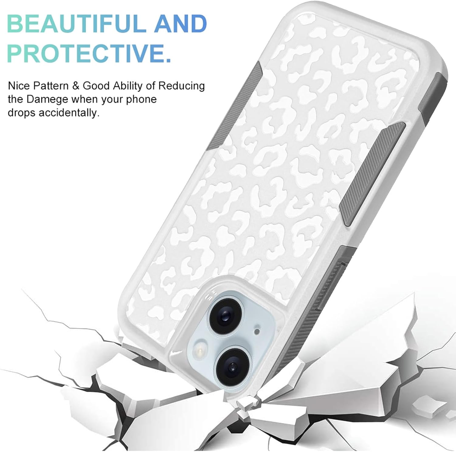 MOWIME Funda compatible con iPhone 15 de leopardo, estampado de guepardo, a prueba de golpes, resistente, TPU duro, parte trasera de policarbonato