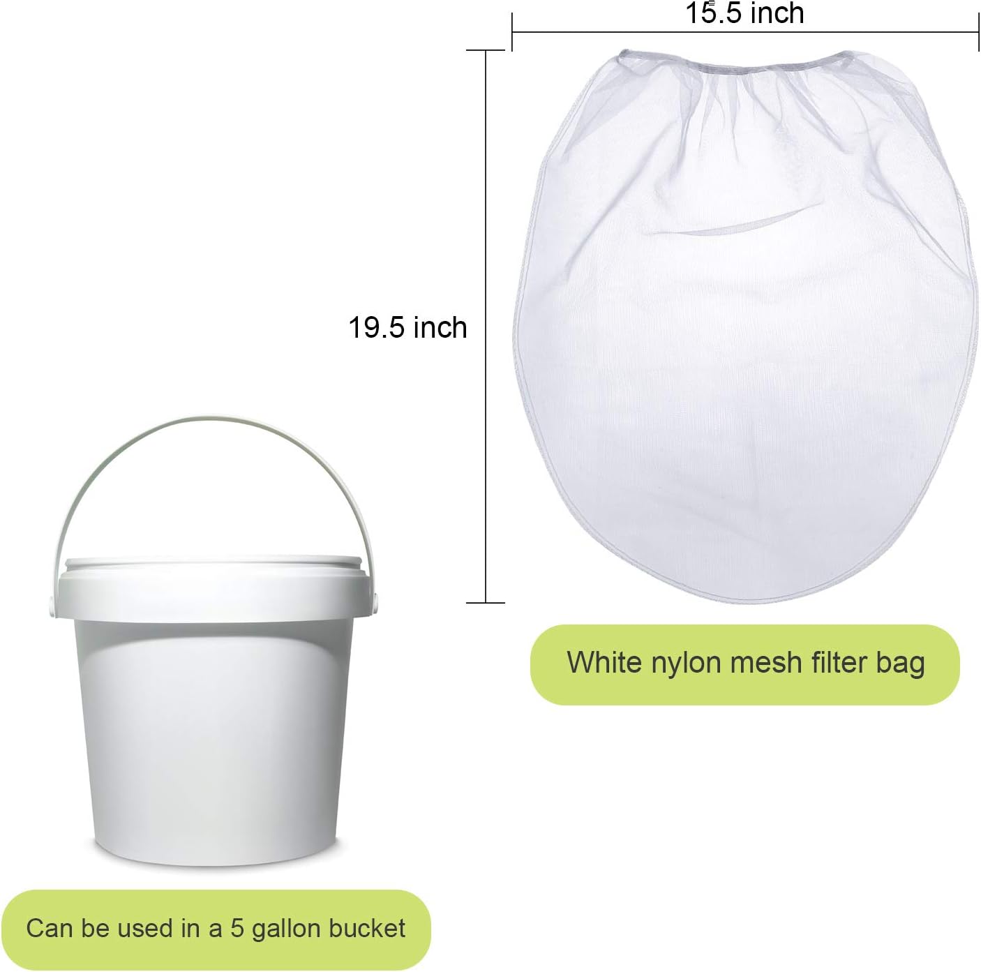 Bolsas de filtro de pintura, bolsa de filtro de malla fina blanca, cubo de apertura elástica, bolsa de filtro de pintura hidropónica para jardinería