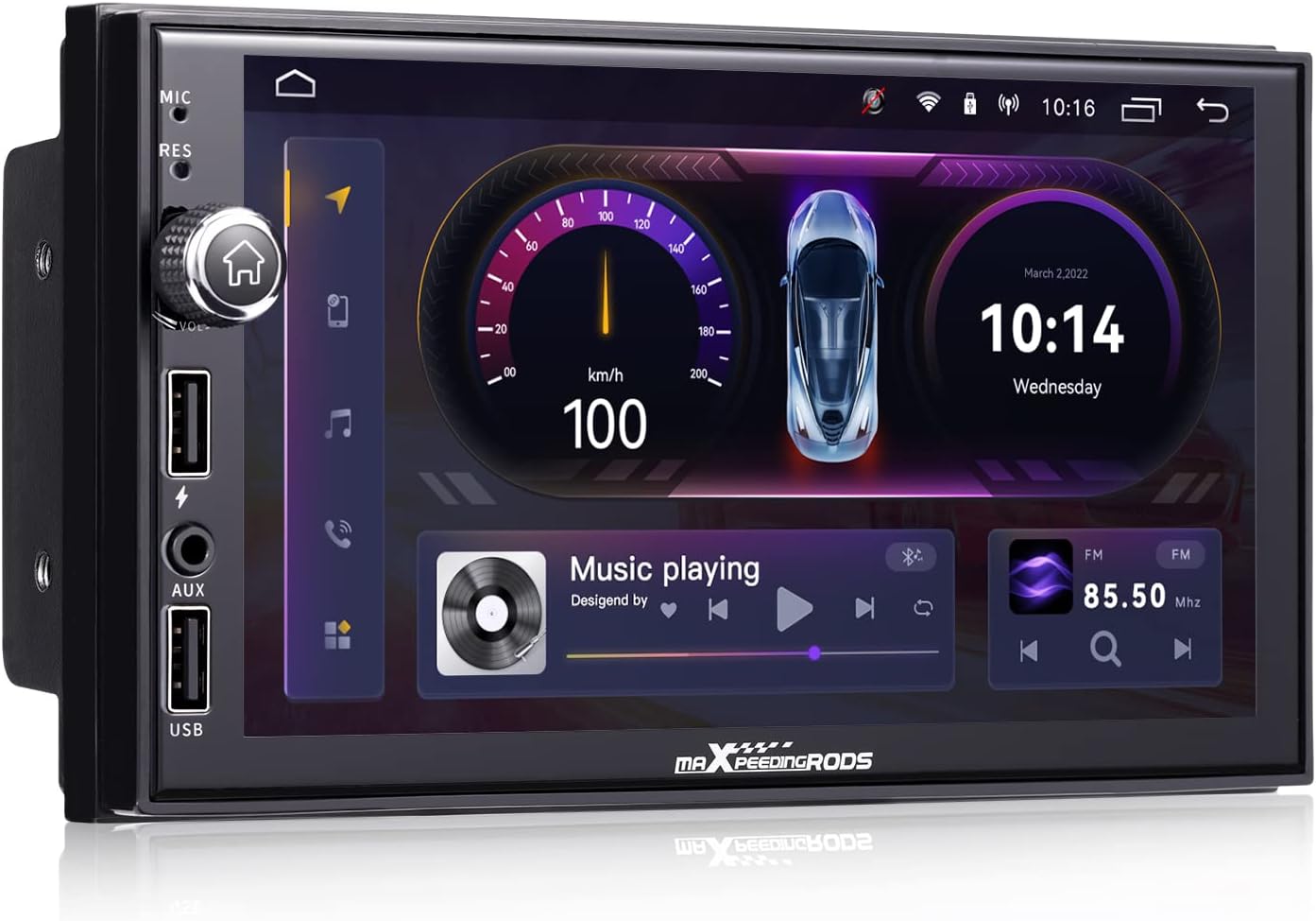 maXpeedingrods Radio estéreo de coche doble DIN con CarPlay inalámbrico y Android Auto, pantalla táctil HD de 7 pulgadas en el tablero, unidad
