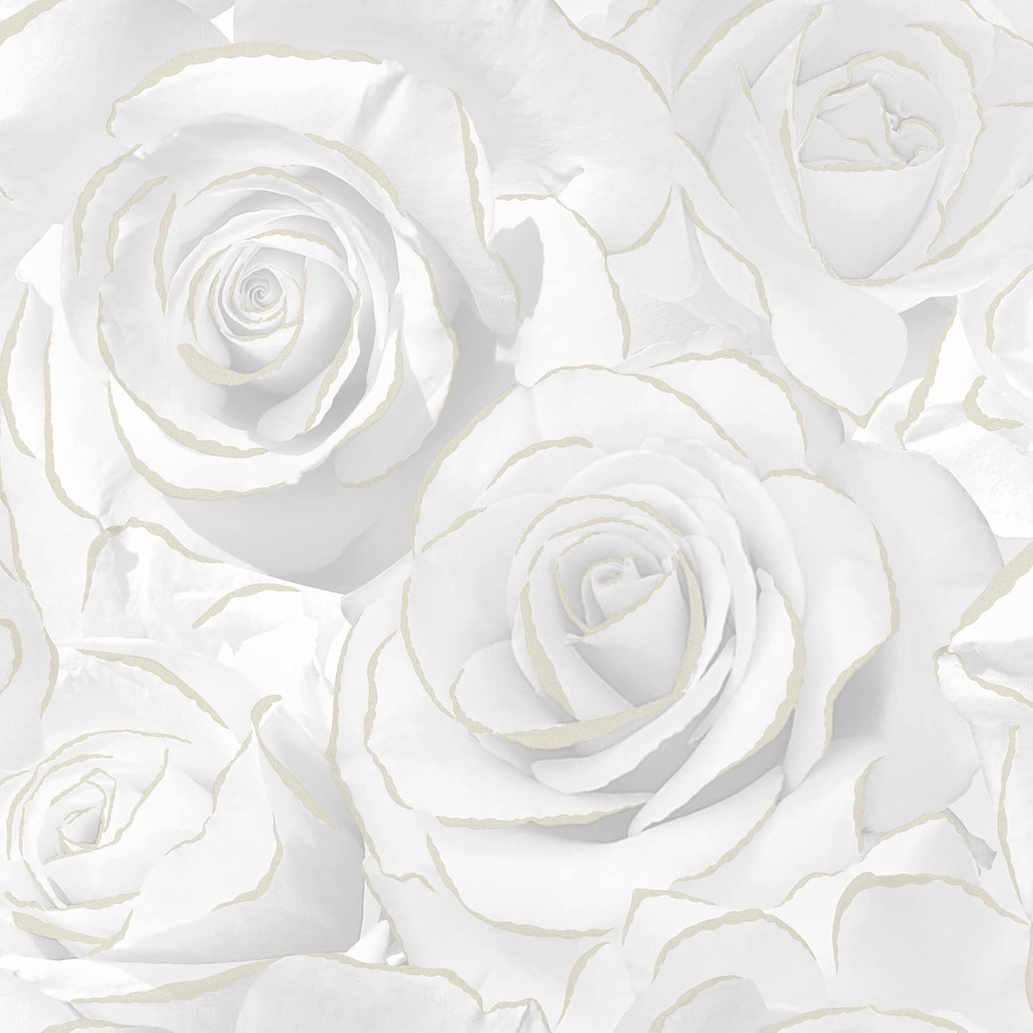 Madison Rose Glitter – Papel tapiz moderno para sala de estar, dormitorio, chimenea, papel de pared decorativo de lujo con rosas blancas