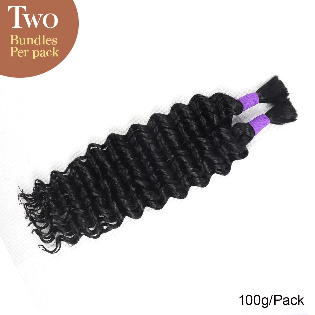 RLHAIR Cabello humano trenzado de onda profunda, cabello humano a granel para trenzar, sin trama, 3.53 oz (1 paquete, 2 paquetes), 100% cabello