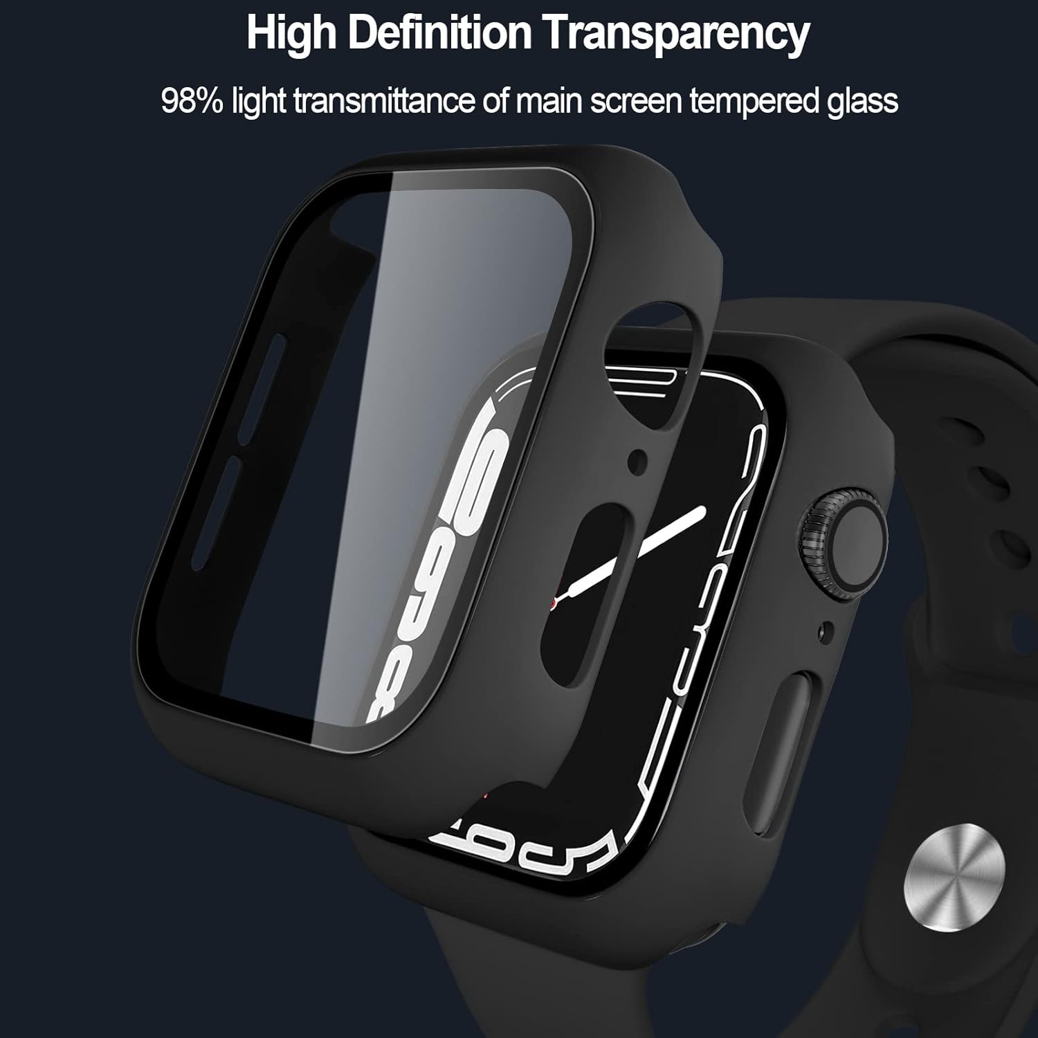 Charlam-Funda de policarbonato duro compatible con Apple Watch de 45 mm, series 7, 8, protector de pantalla, ultradelgada, cobertura completa,
