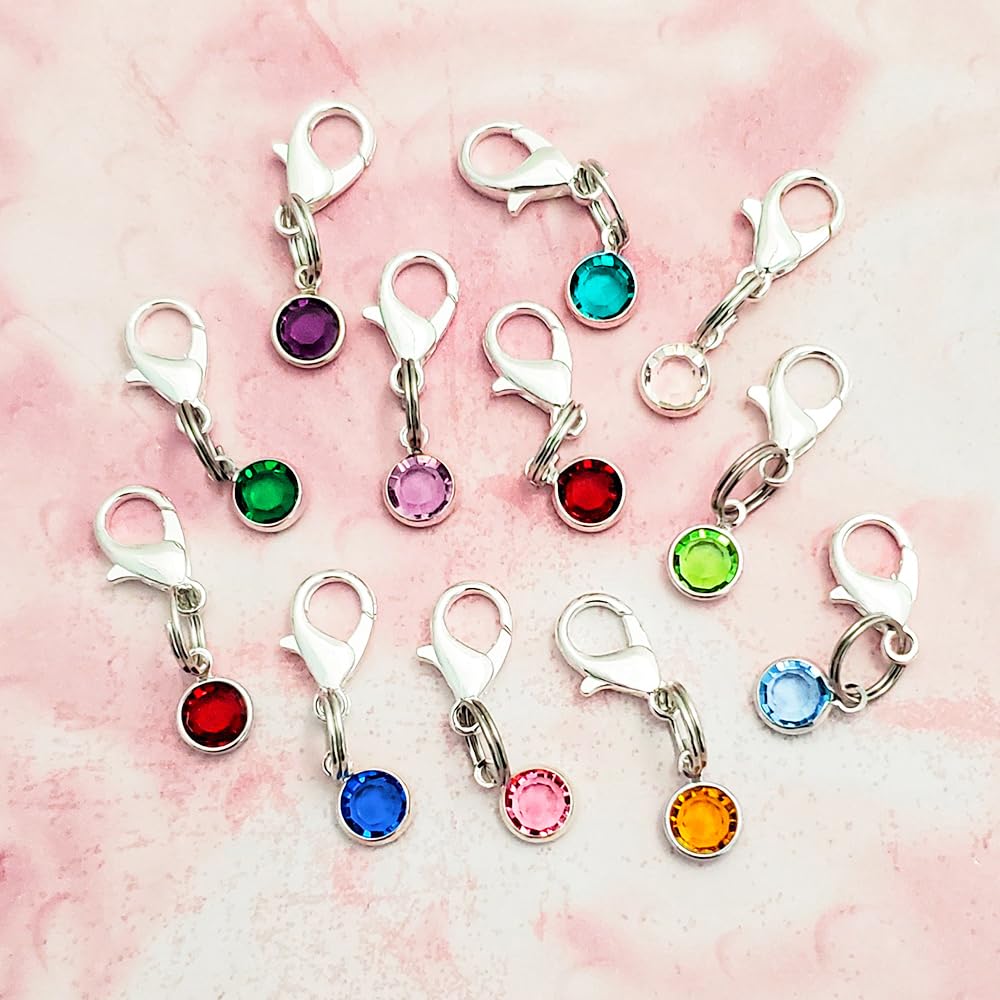 Preciosa Birthstone Zipper Pulls Clip On Charms, Birth Stone with Silver Base, Personalized Zipper Pull wBirthstone, Your Choice! Preciosa (April