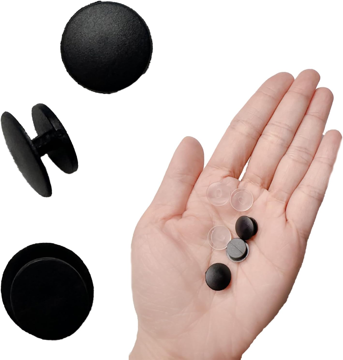 DANUDON 300 botones de plástico con hebilla, botones de dijes para zapatos, pulseras negras y transparentes, adornos de espalda, botones redondos,