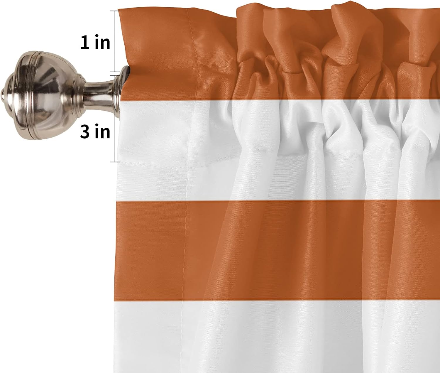 Artwork Store Curtain Valance for Window Kitchen Decor, White Orange Stripes 54″ x 18″ Window Treatment Curtains Topper Rod Pocket Valances for
