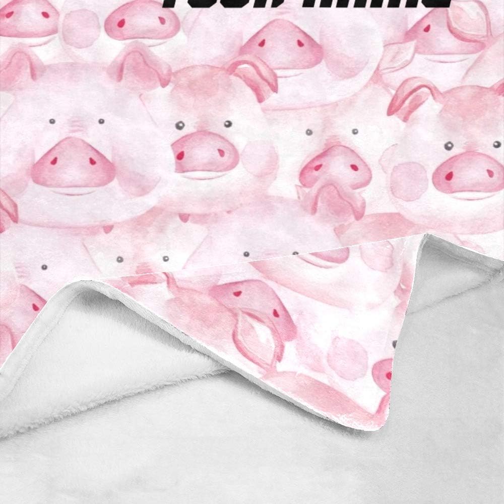 CUXWEOT Manta personalizada con texto de nombre, manta de forro polar súper suave personalizada con patrón de cerdo rosa para sofá, cama (50 x 60